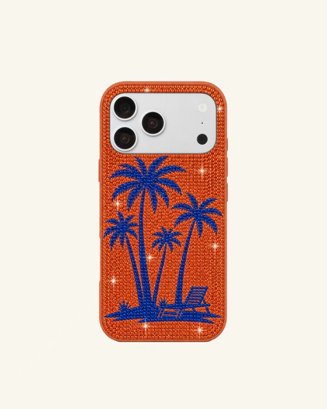 Palm Tree Rhinestone Phone Case – Orange