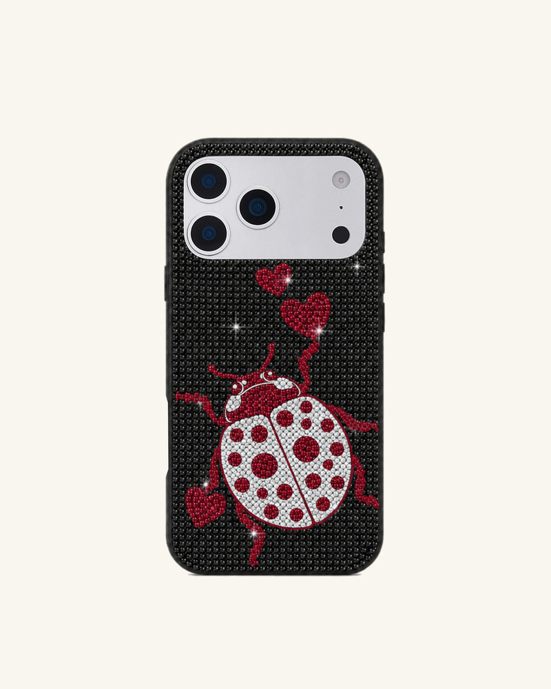 Ladybug Rhinestone Phone Case – Black