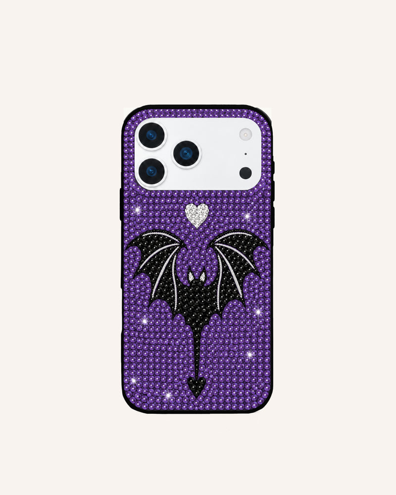 Bat Artificial Crystal Phone Case – Purple