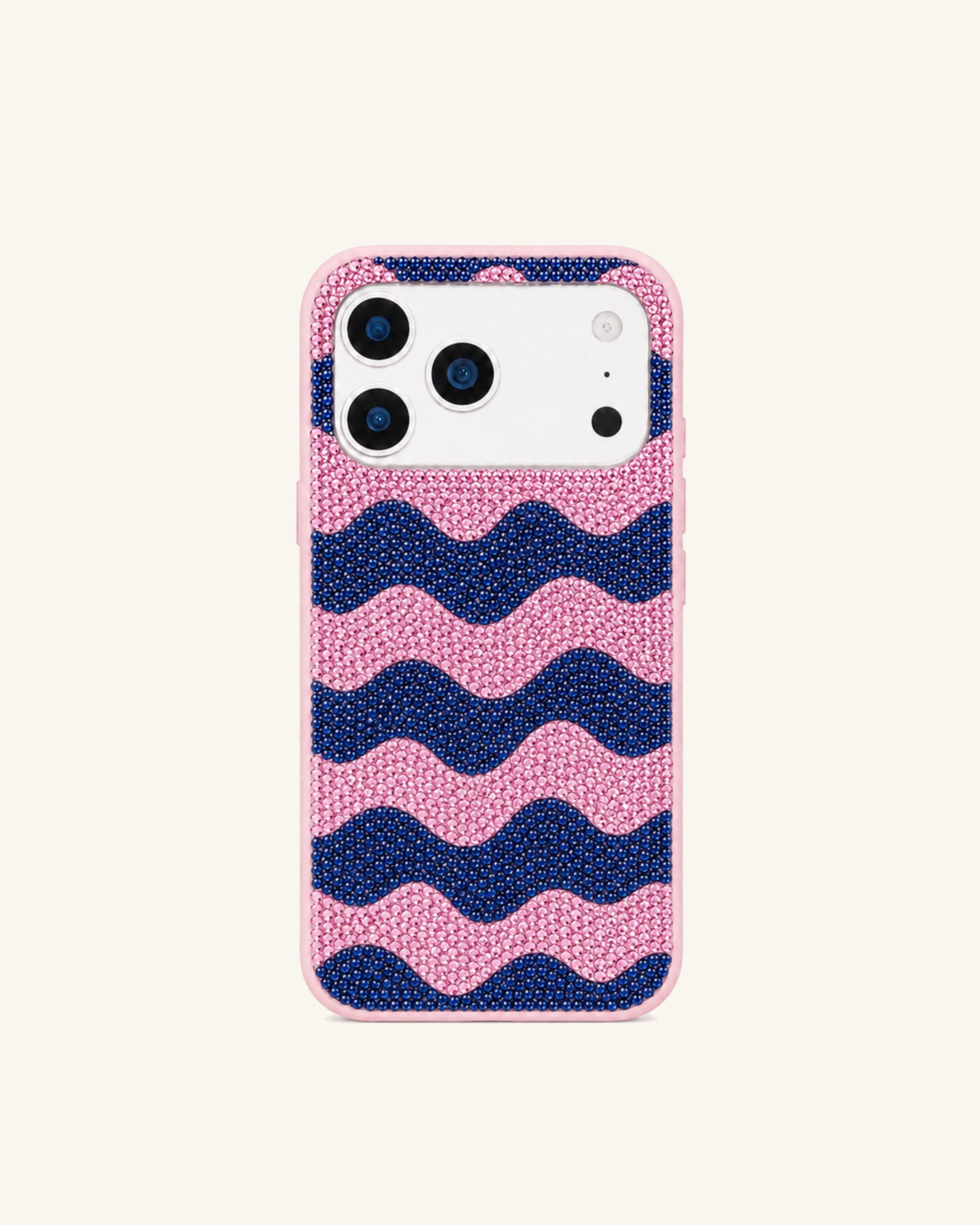 Wavy Artificial Crystal Phone Case – Pink