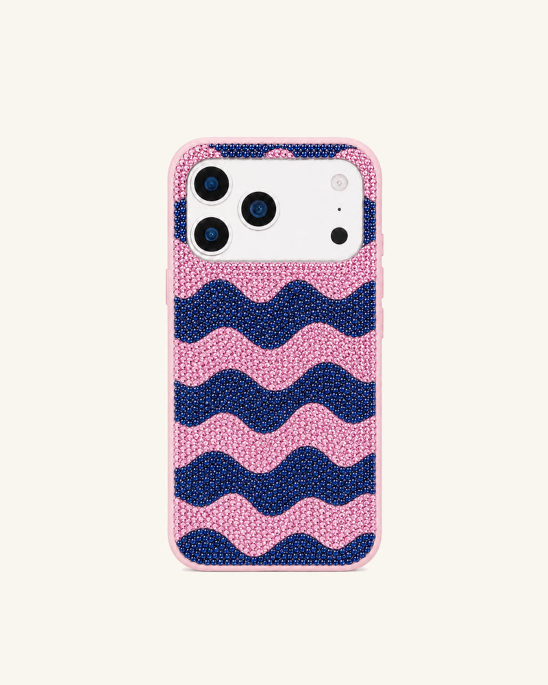 Wavy Artificial Crystal Phone Case – Pink