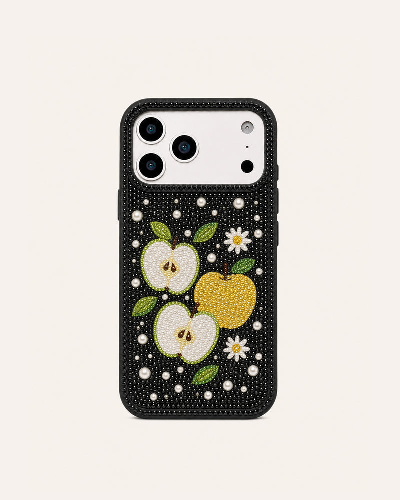 Apple Orchard Artificial Crystal Phone Case - Black