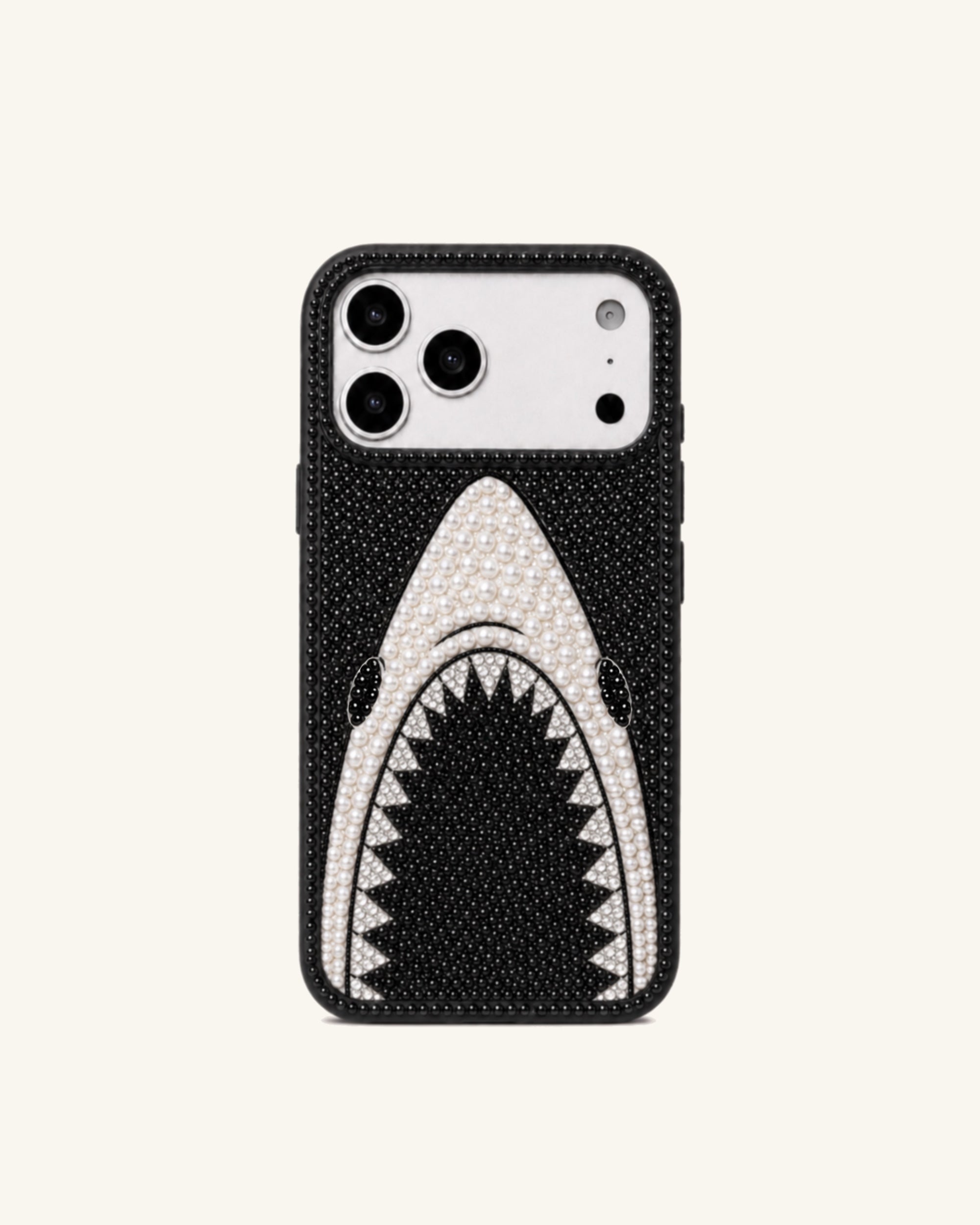 Shark Mouth Pearl Phone Case – Black