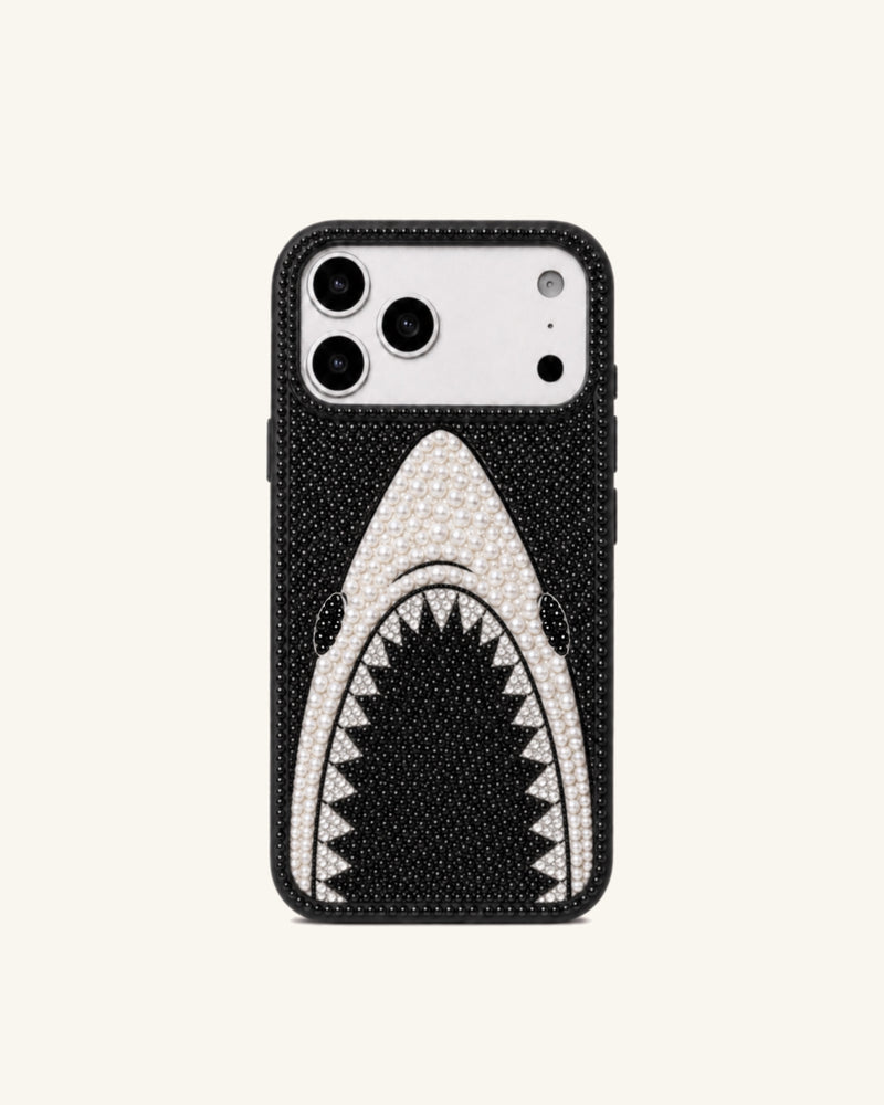 Shark Mouth Pearl Phone Case – Black