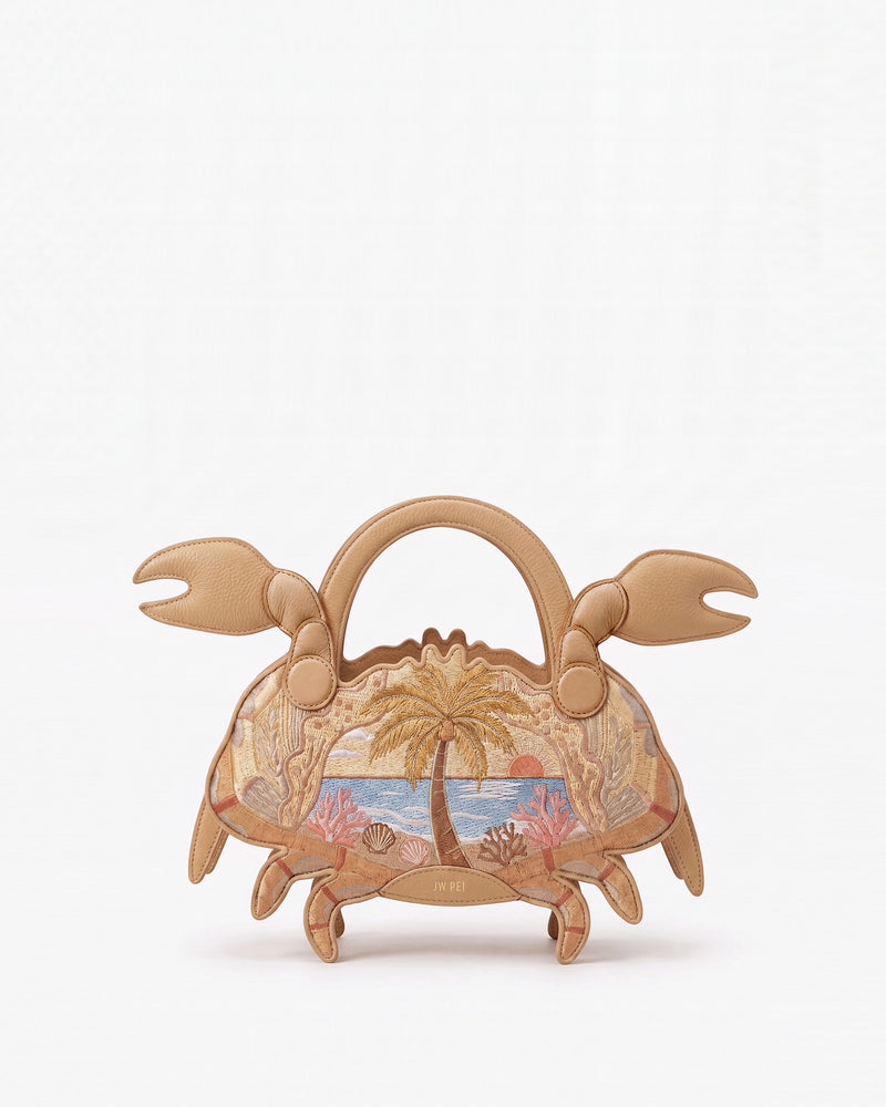 Crab Embroidered Shaped Bag - Neutral