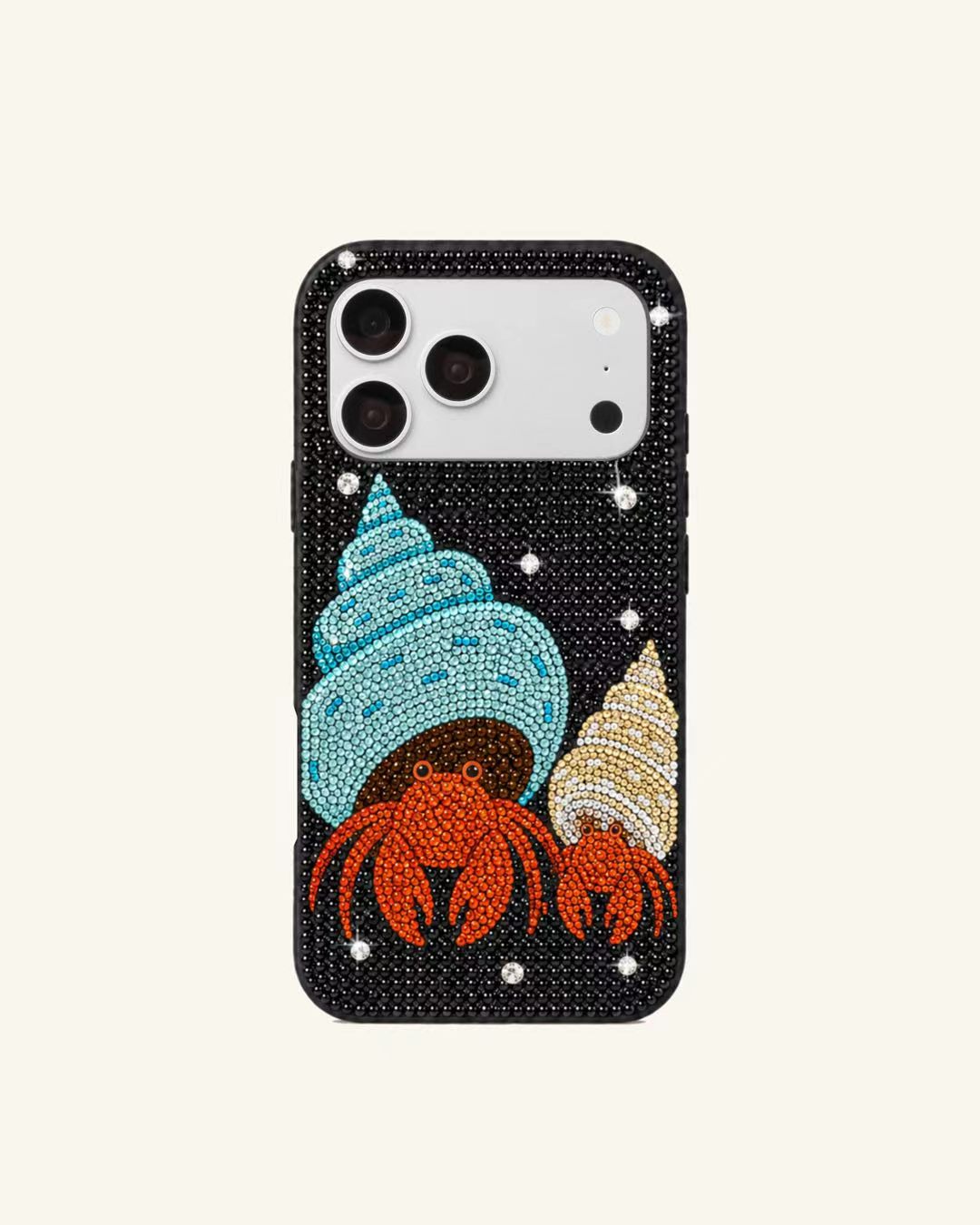 Hermit Crab Rhinestone Phone Case – Black