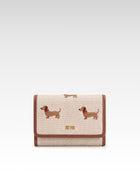 Dachshund Embroidered Canvas Wallet – Beige