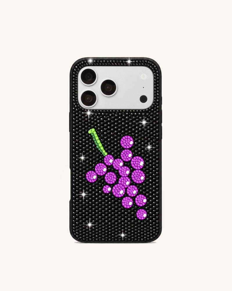 Sparkling Grape Artificial Crystal Phone Case – Black