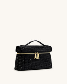 Thea Artificial Crystal Top Handle Bag - Black