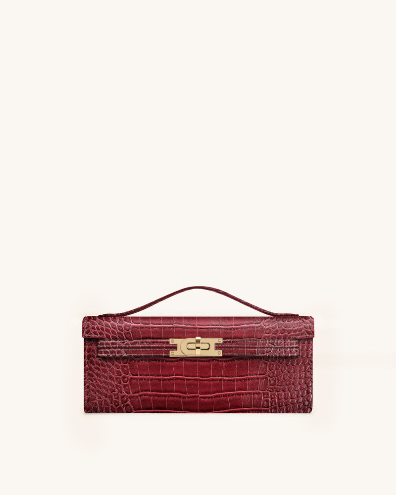 Bria Structured Top Handle Bag - Burgundy Croc