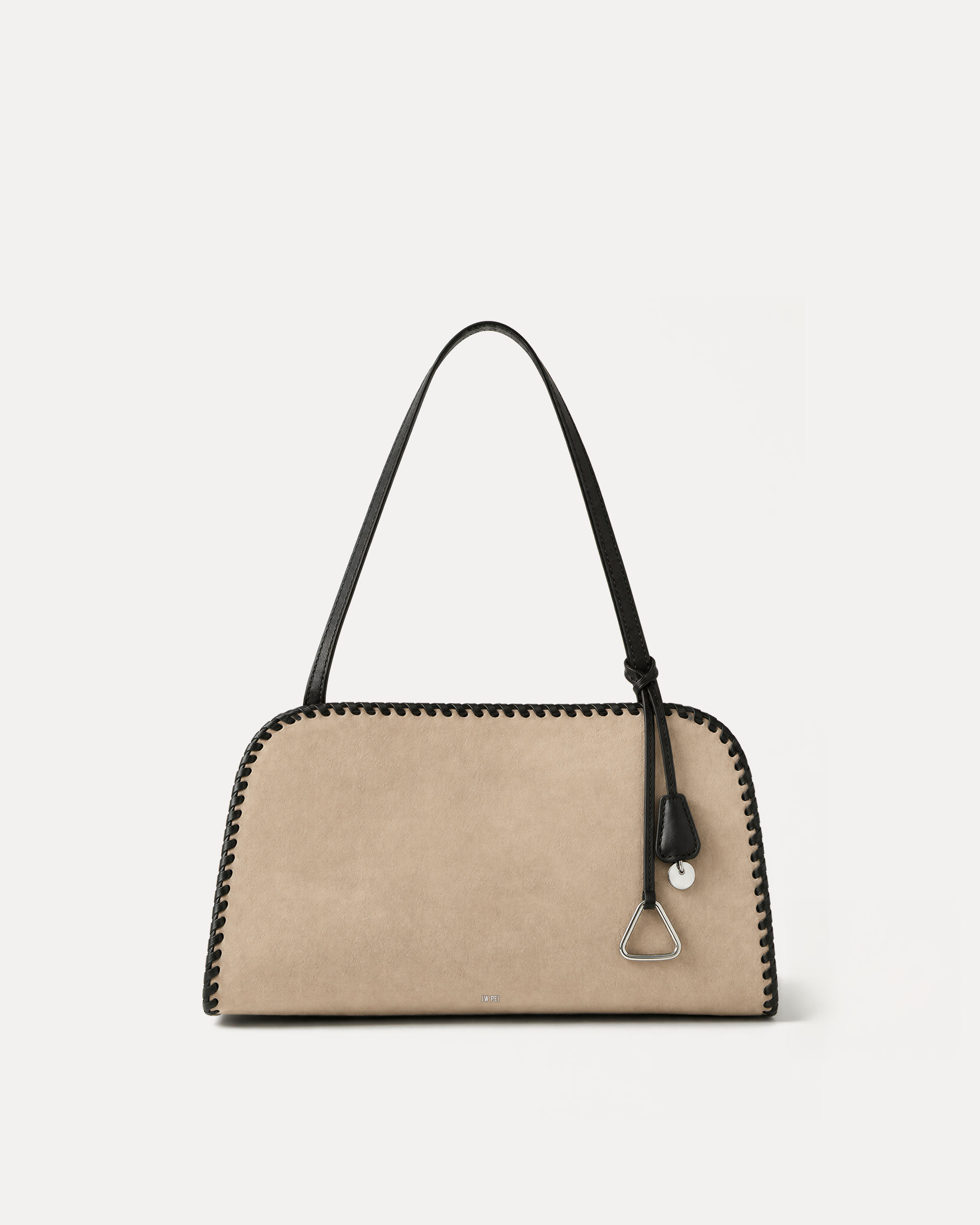 Avery Faux Suede Whipstitch Shoulder Bag - Sand