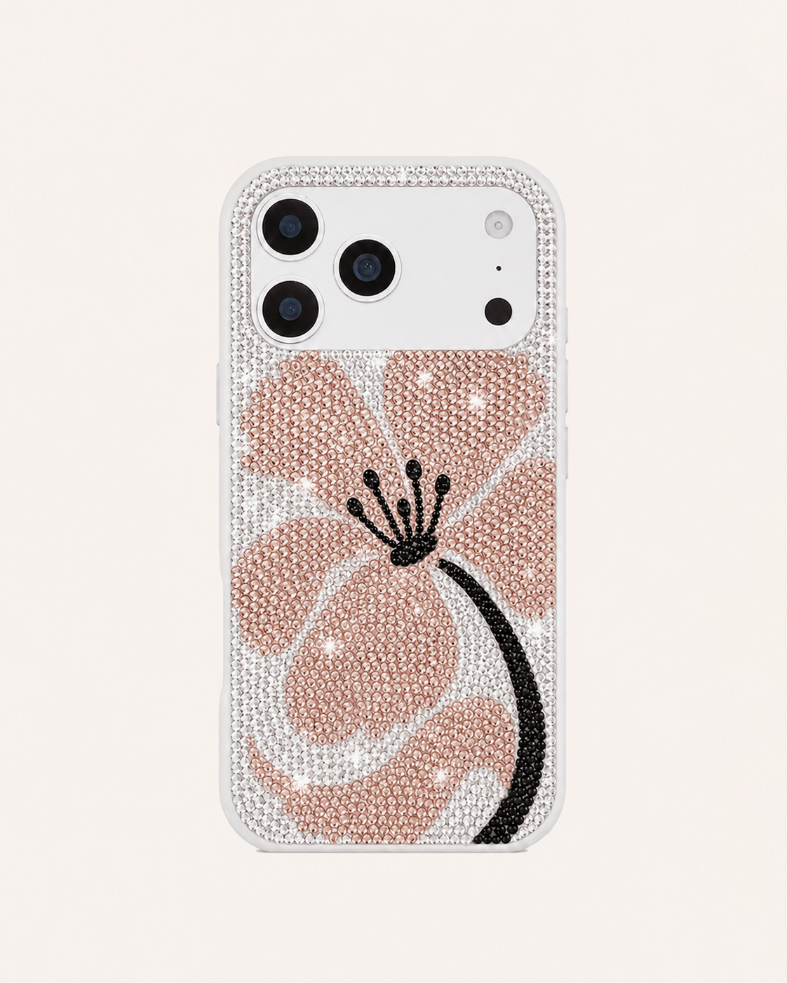 Hibiscus Artificial Crystal Phone Case - Blush Pink