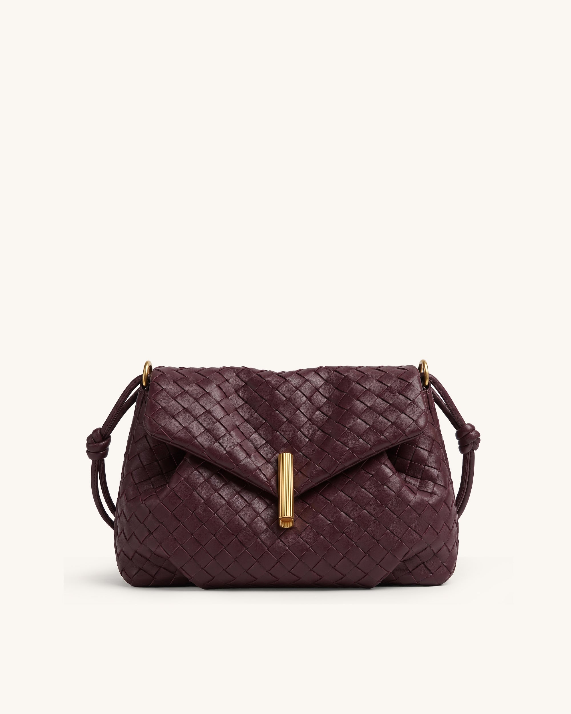 Valerie Woven Flap Shoulder Bag - Burgundy
