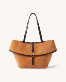 Evadne Convertible Foldover Faux Suede Tote Bag - Tan