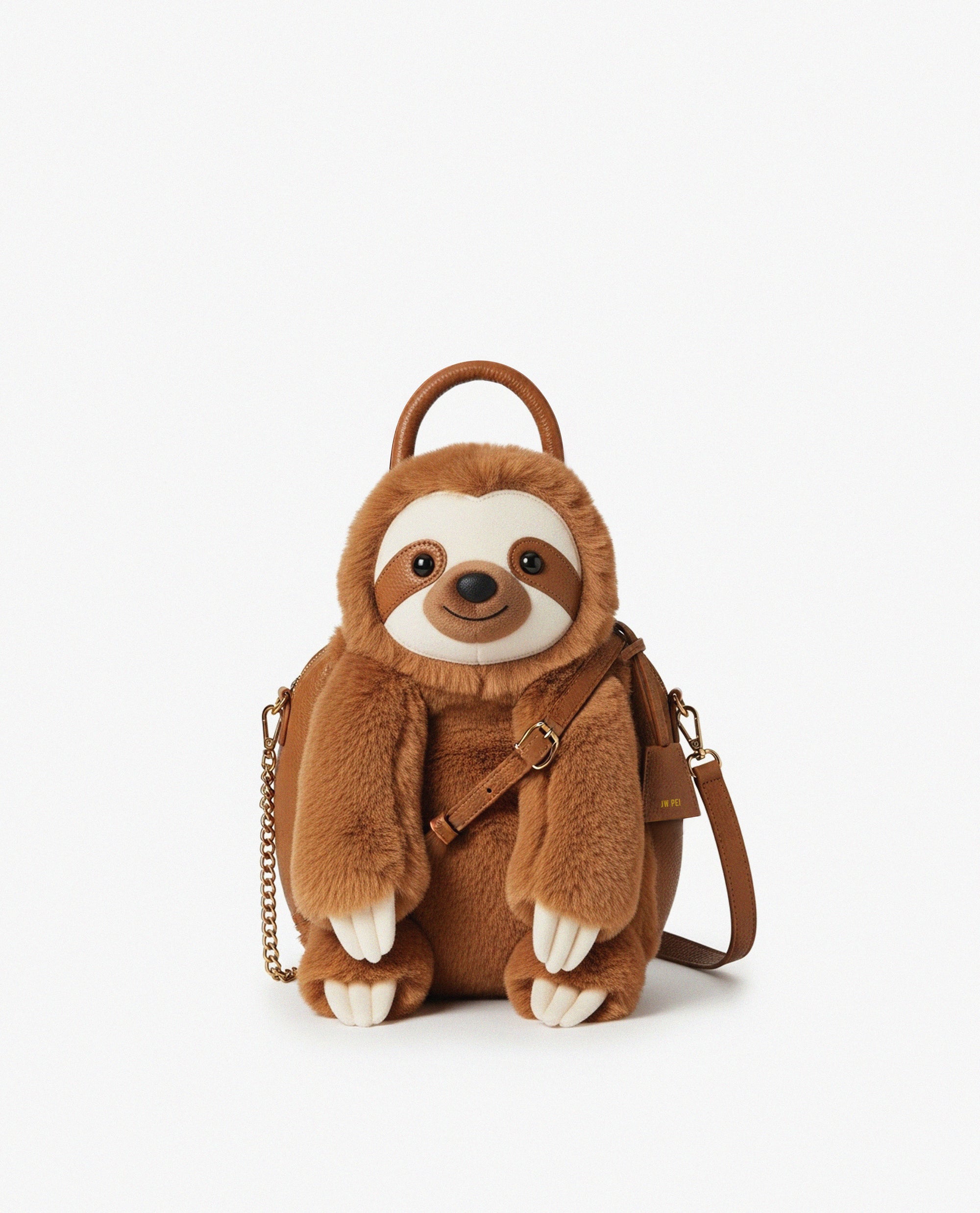 Slothy Plush Top Handle Bag - Brown