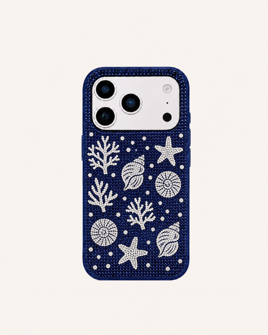 Ocean Shell Artificial Crystal Phone Case – Blue