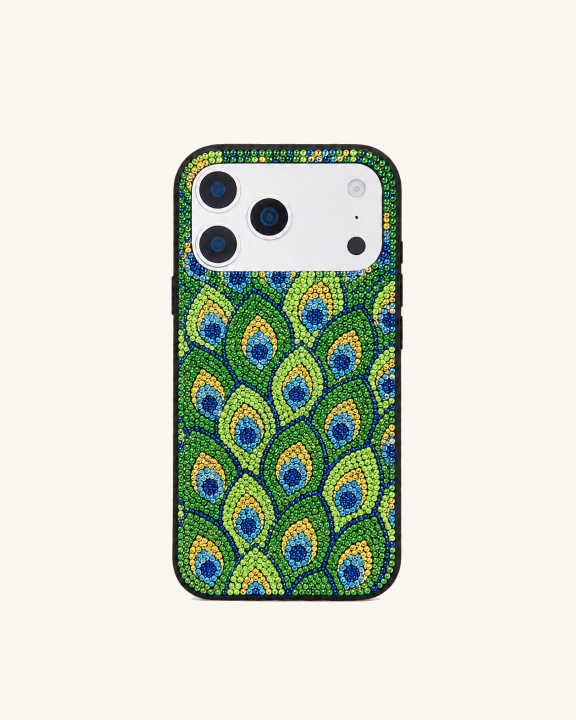Peacock Feather Rhinestone Phone Case – Green