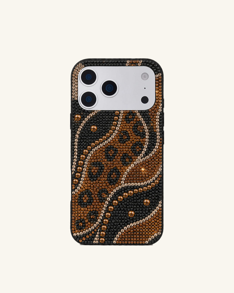 Abstract Leopard Artificial Crystal Phone Case - Black Brown