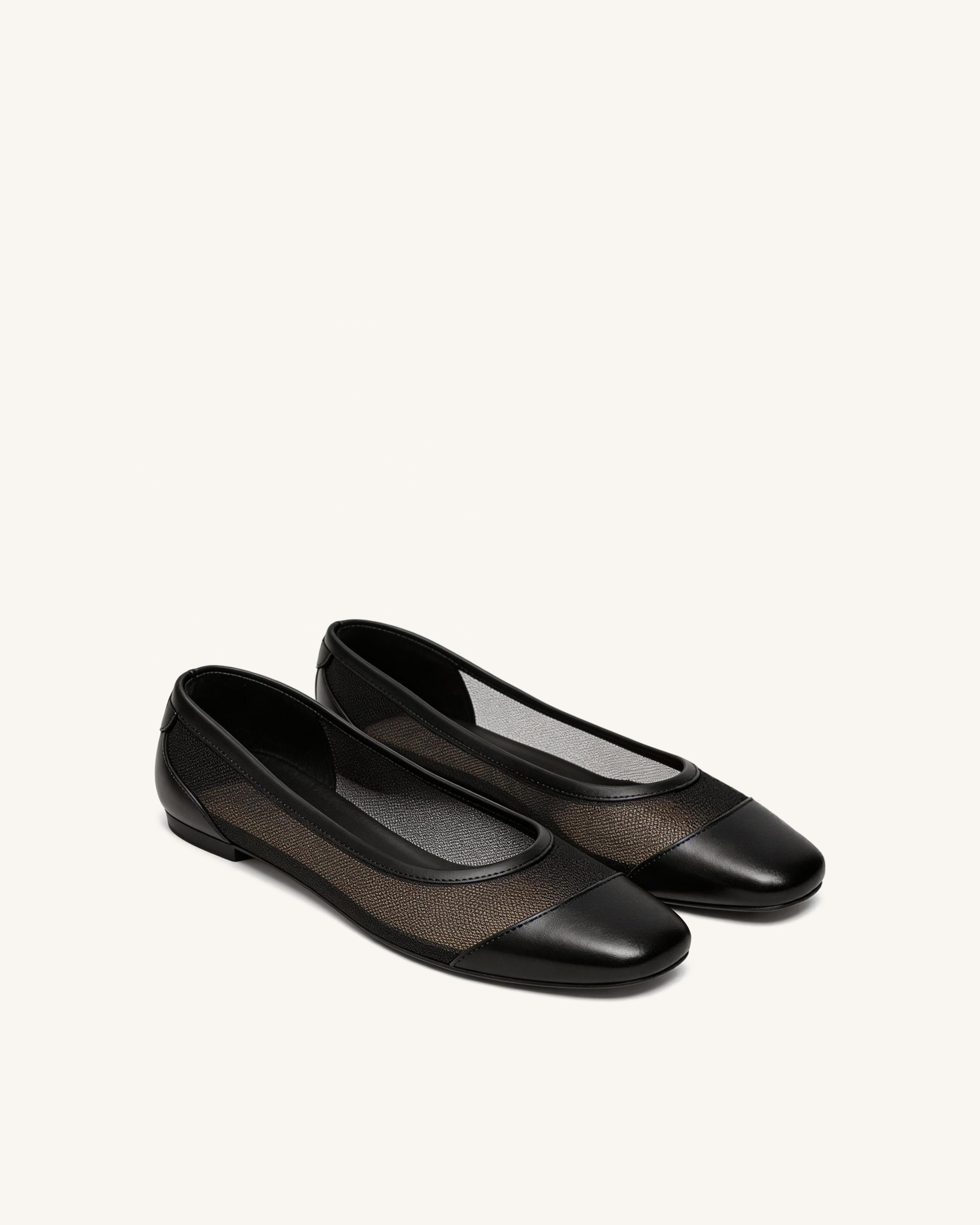 Daisy Mesh Flats – Black