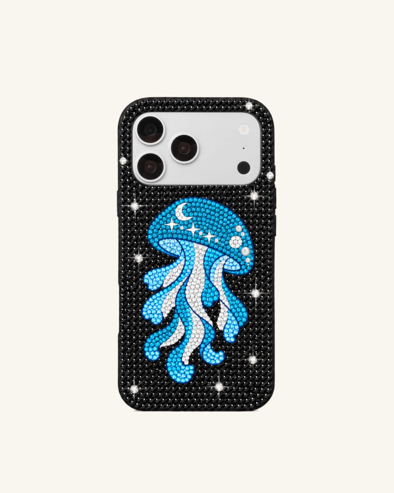 Jellyfish Artificial Crystal Phone Case – Black