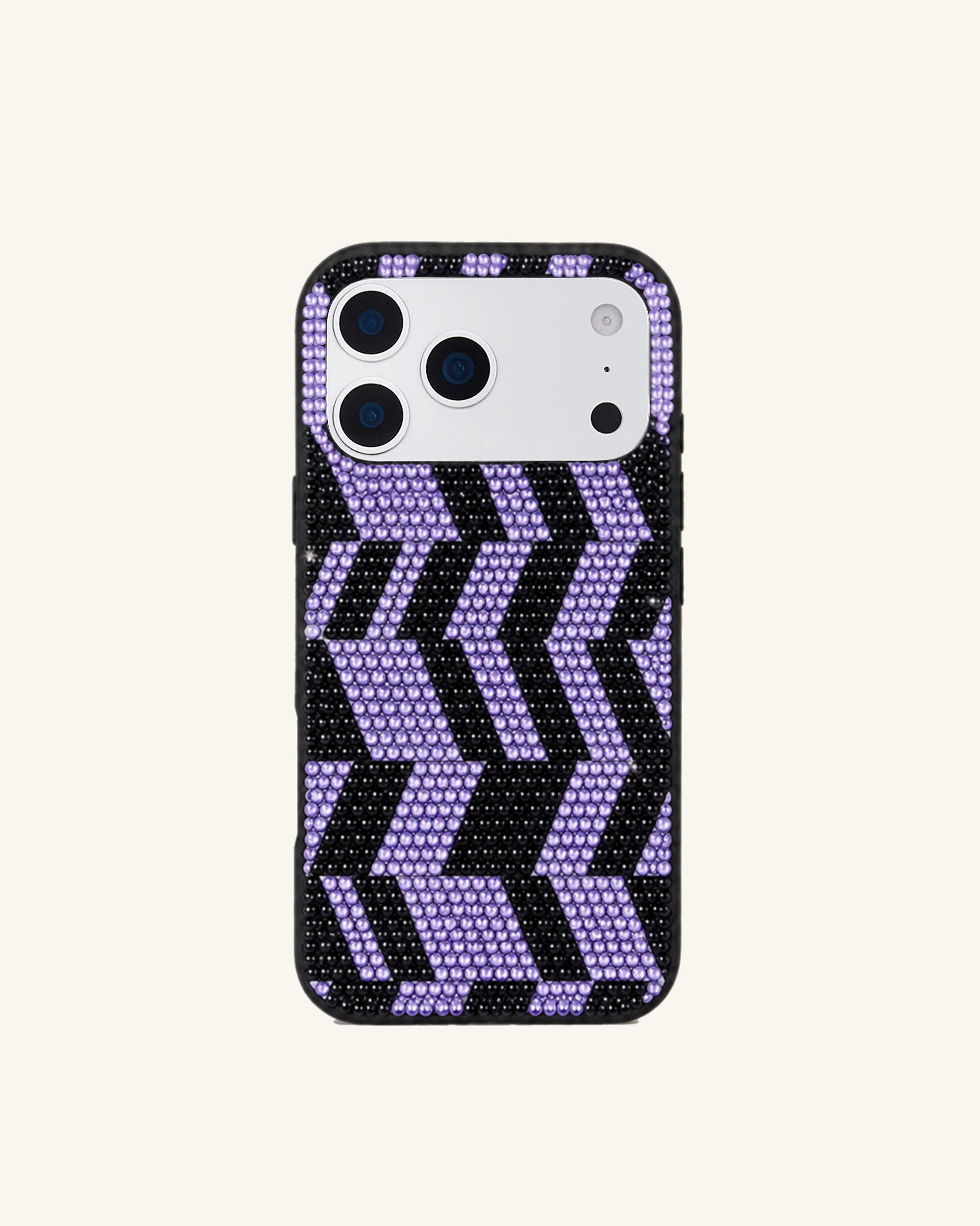 Chevron Artificial Crystal Phone Case - Purple Black