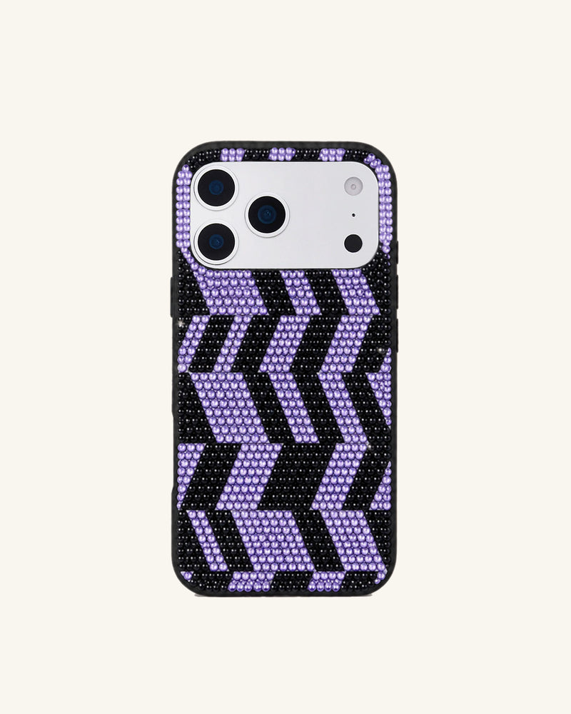 Chevron Artificial Crystal Phone Case - Purple Black
