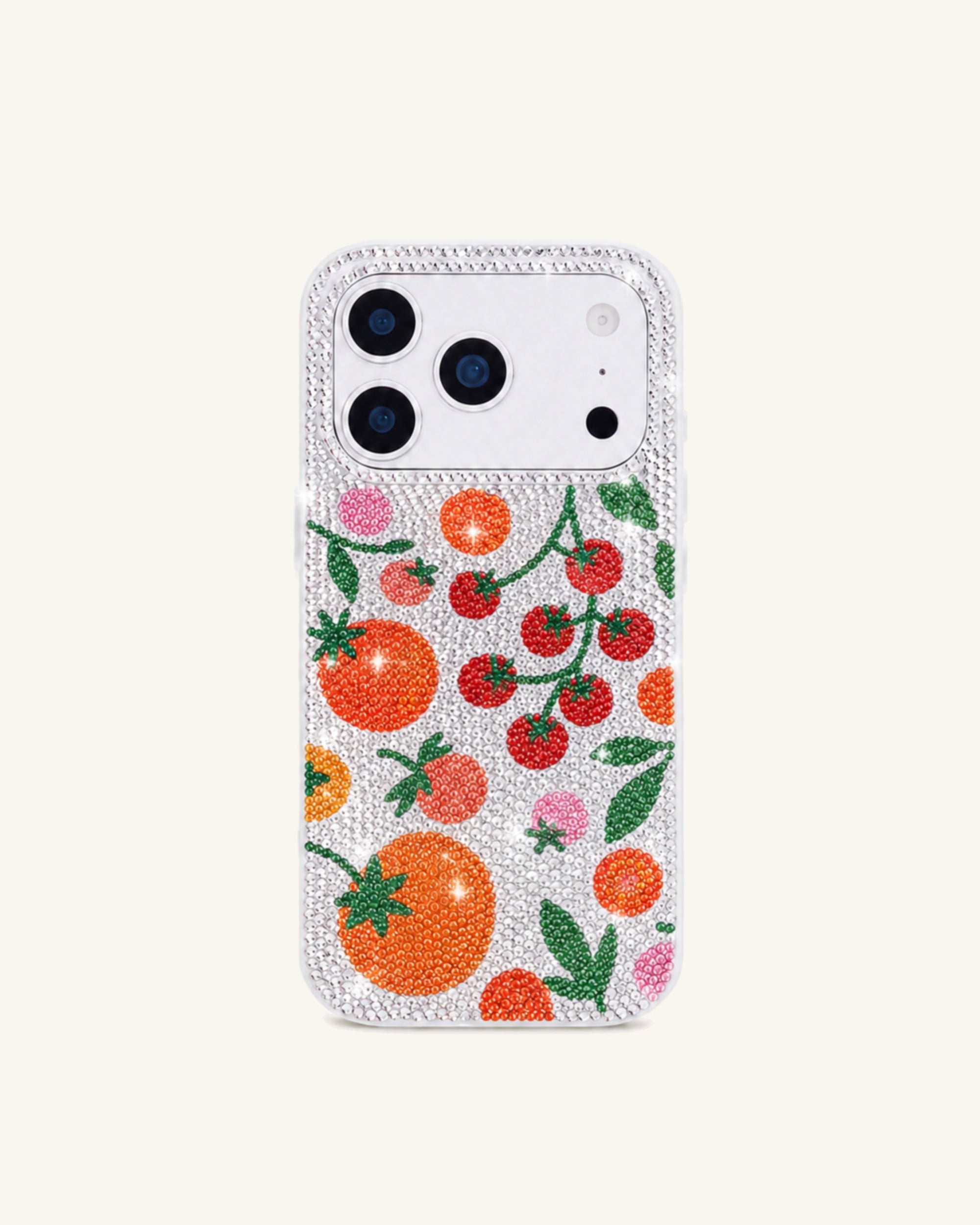 Cherry Tomato Artificial Crystal Phone Case - White