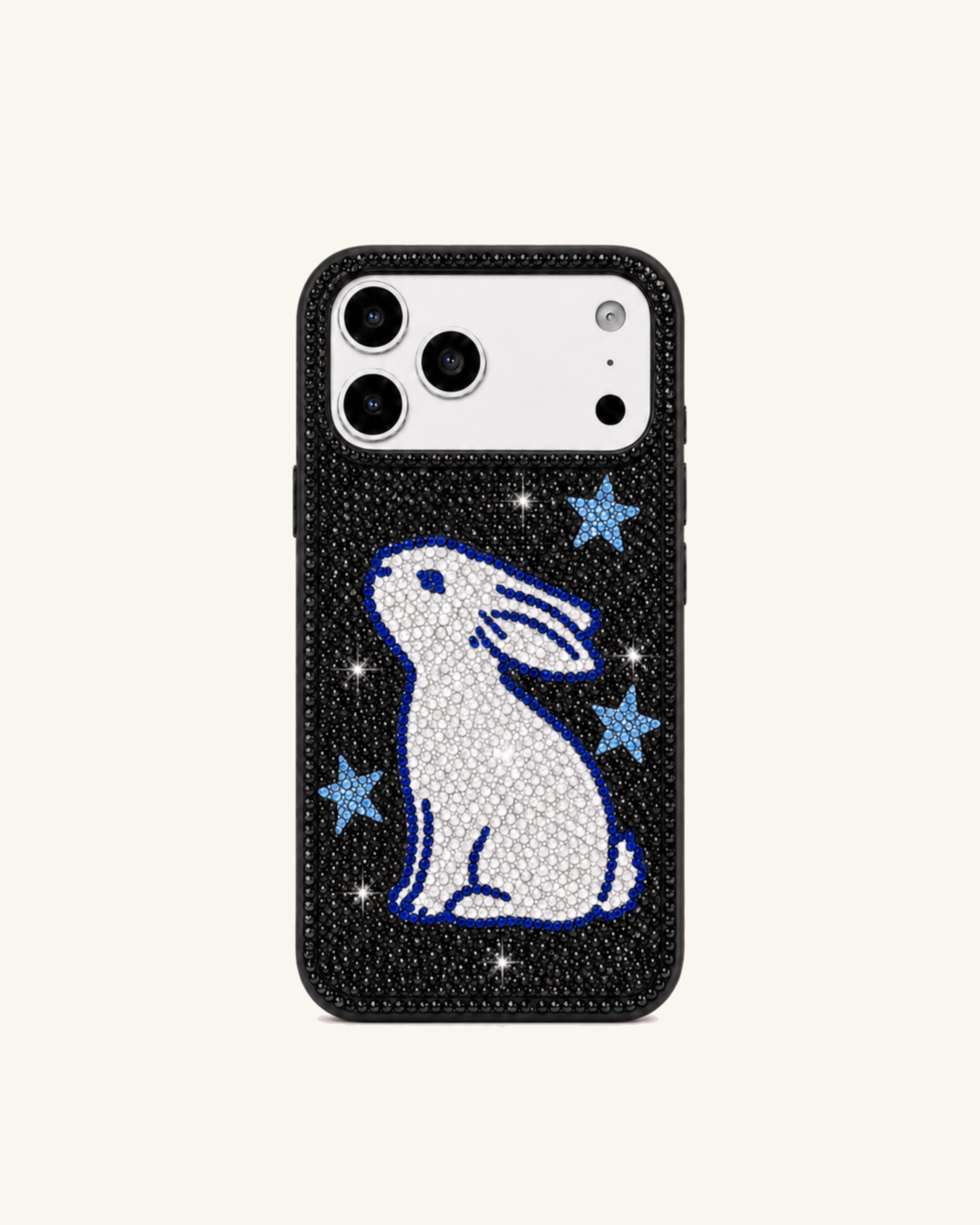 Rabbit Artificial Crystal Phone Case - Black