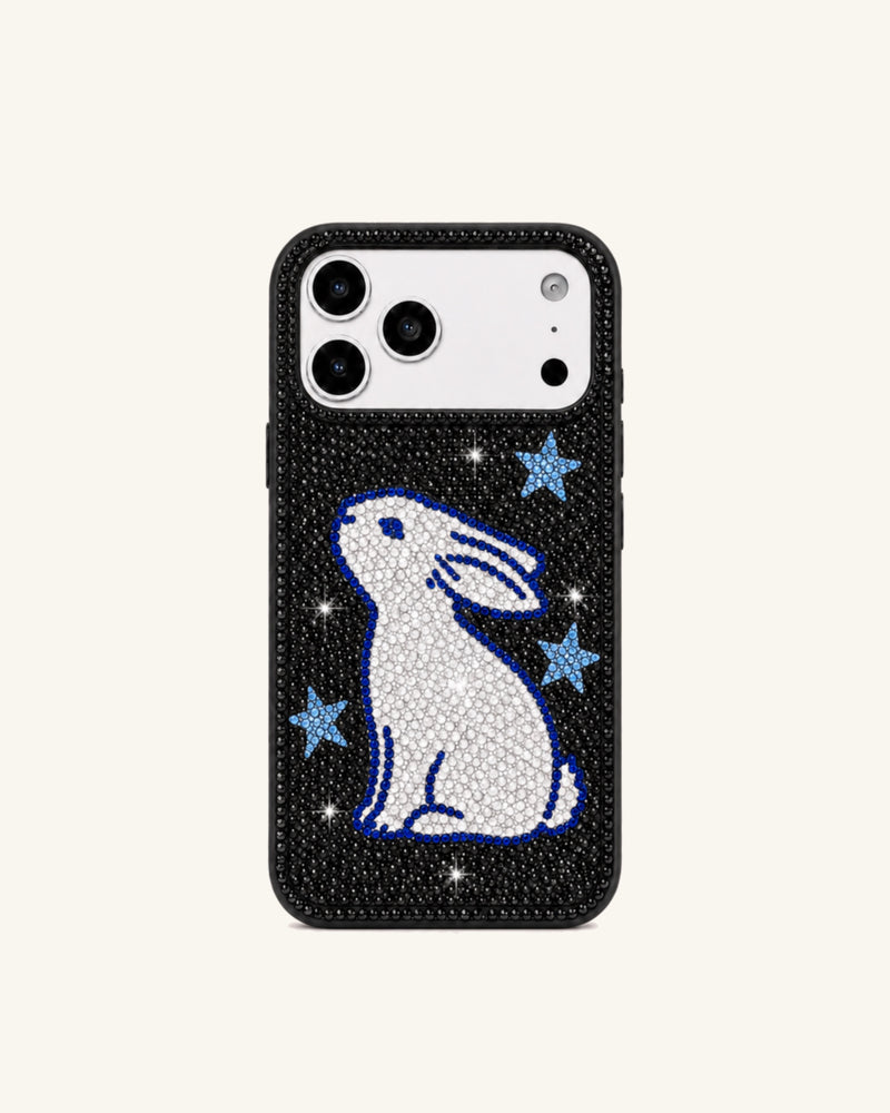 Rabbit Artificial Crystal Phone Case - Black