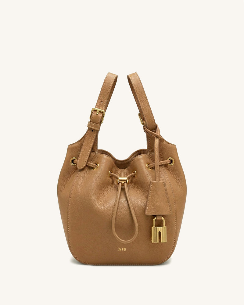 Ines Drawstring Bucket Bag - Camel