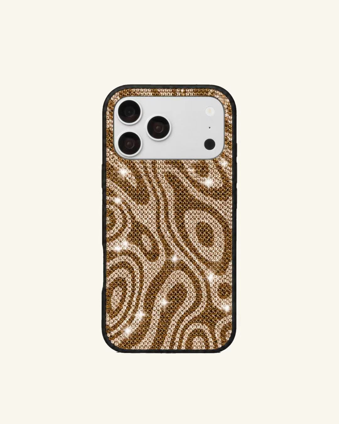Swirl Pattern Rhinestone Phone Case – Gold