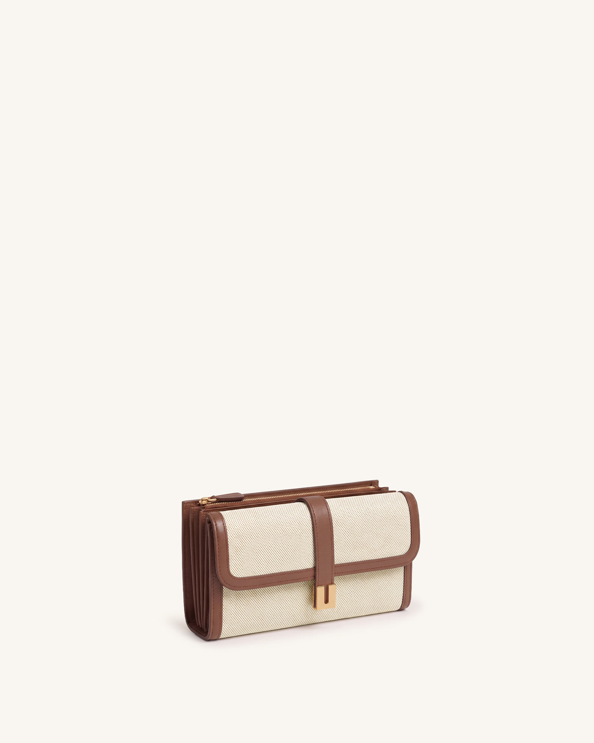 Hana Long Zip Wallet – Brown Canvas