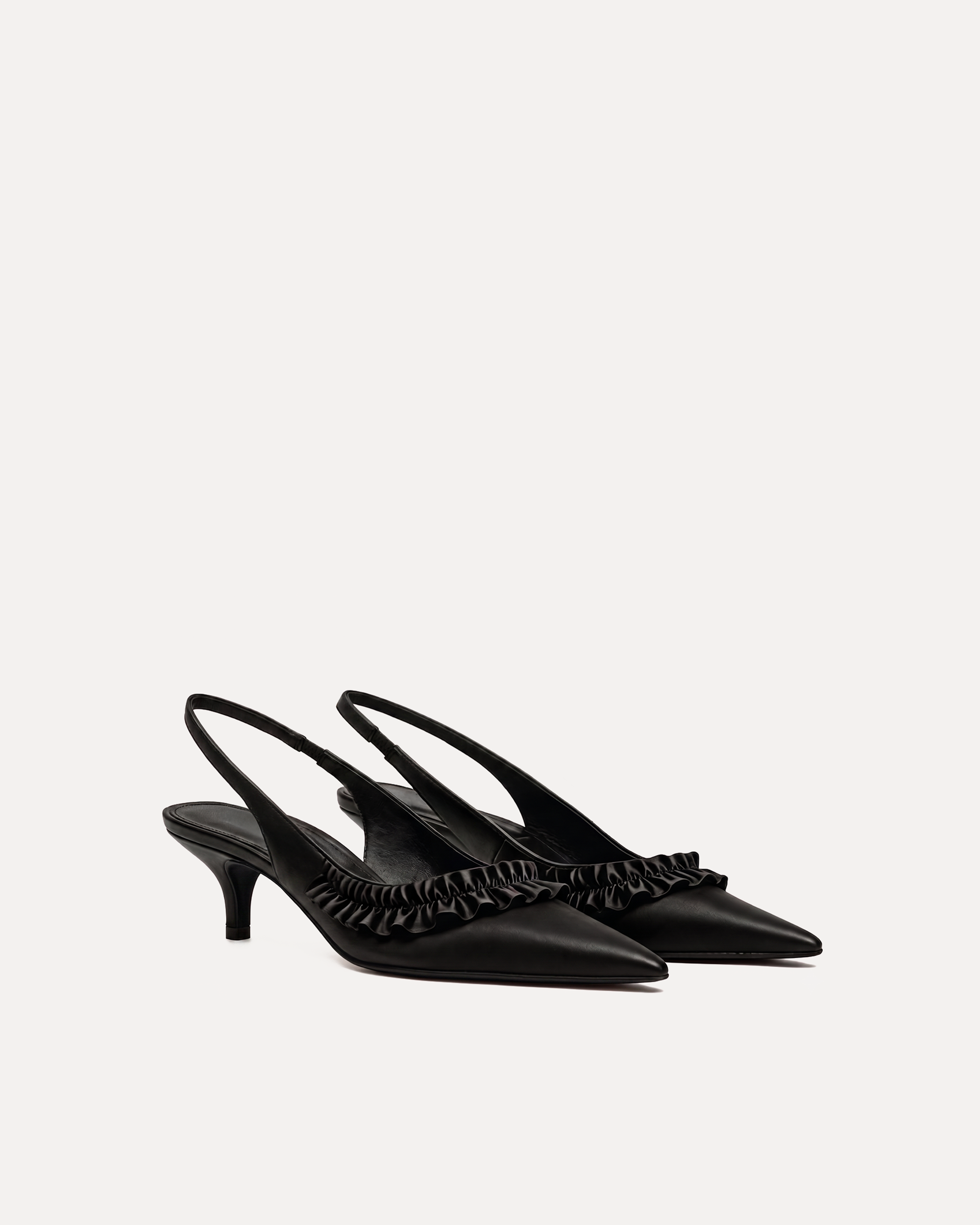 Monica Ruffle Slingback Pumps – Black