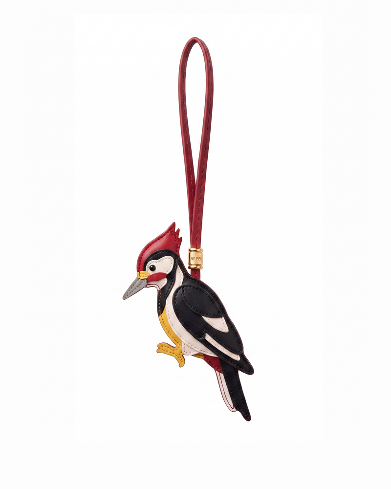 Cartoon Woodpecker Bag Charm - Burgundy