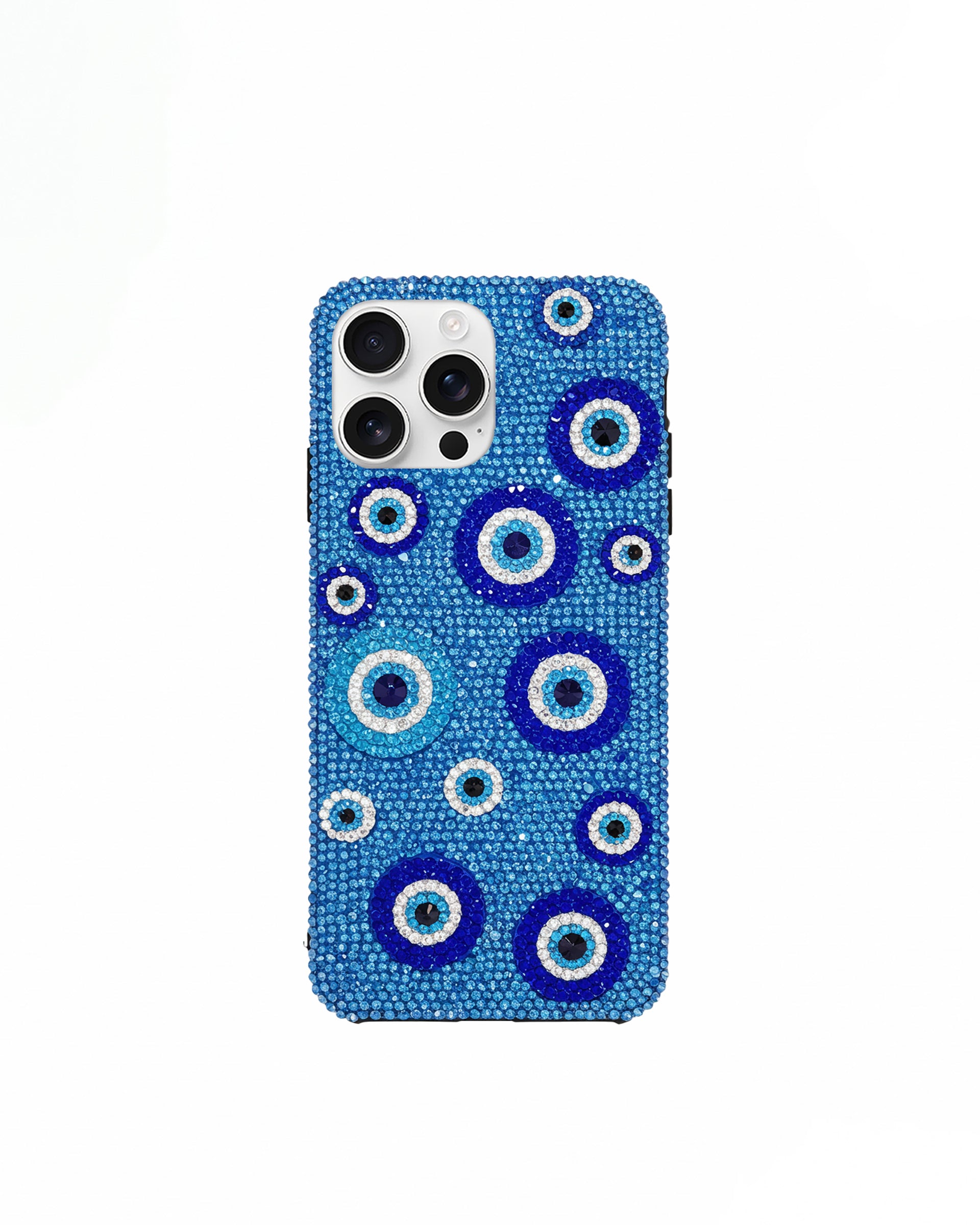 Evil Eye Artificial Crystal Embellished Phone Case – Blue