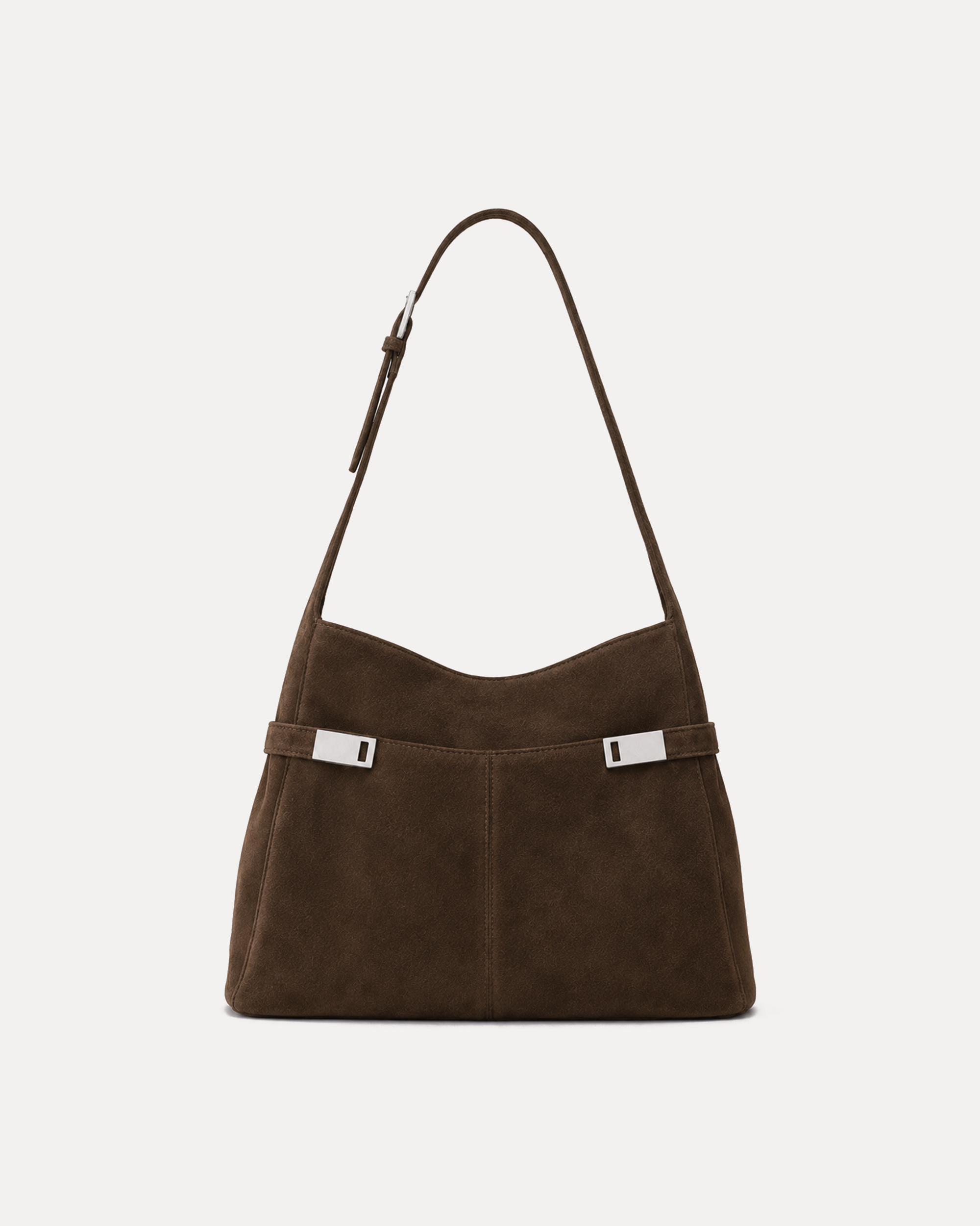 Avery Faux Suede Hobo Bag - Brown