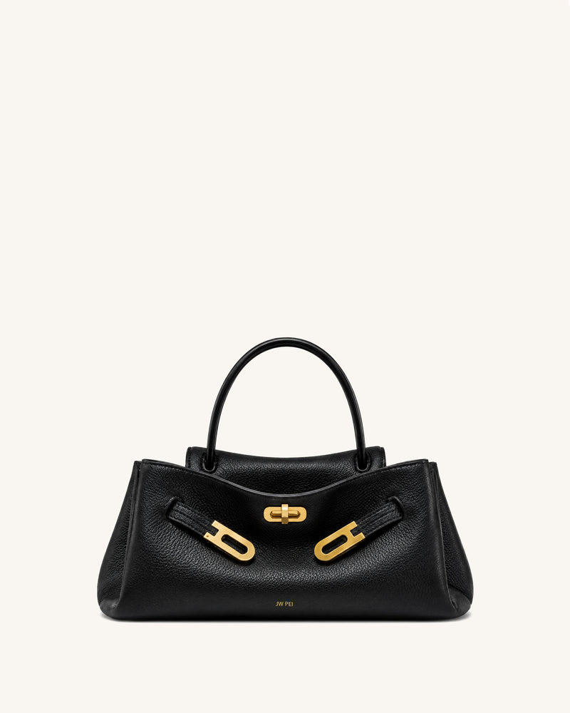 Rhea Buckle Accent Top Handle Bag – Black
