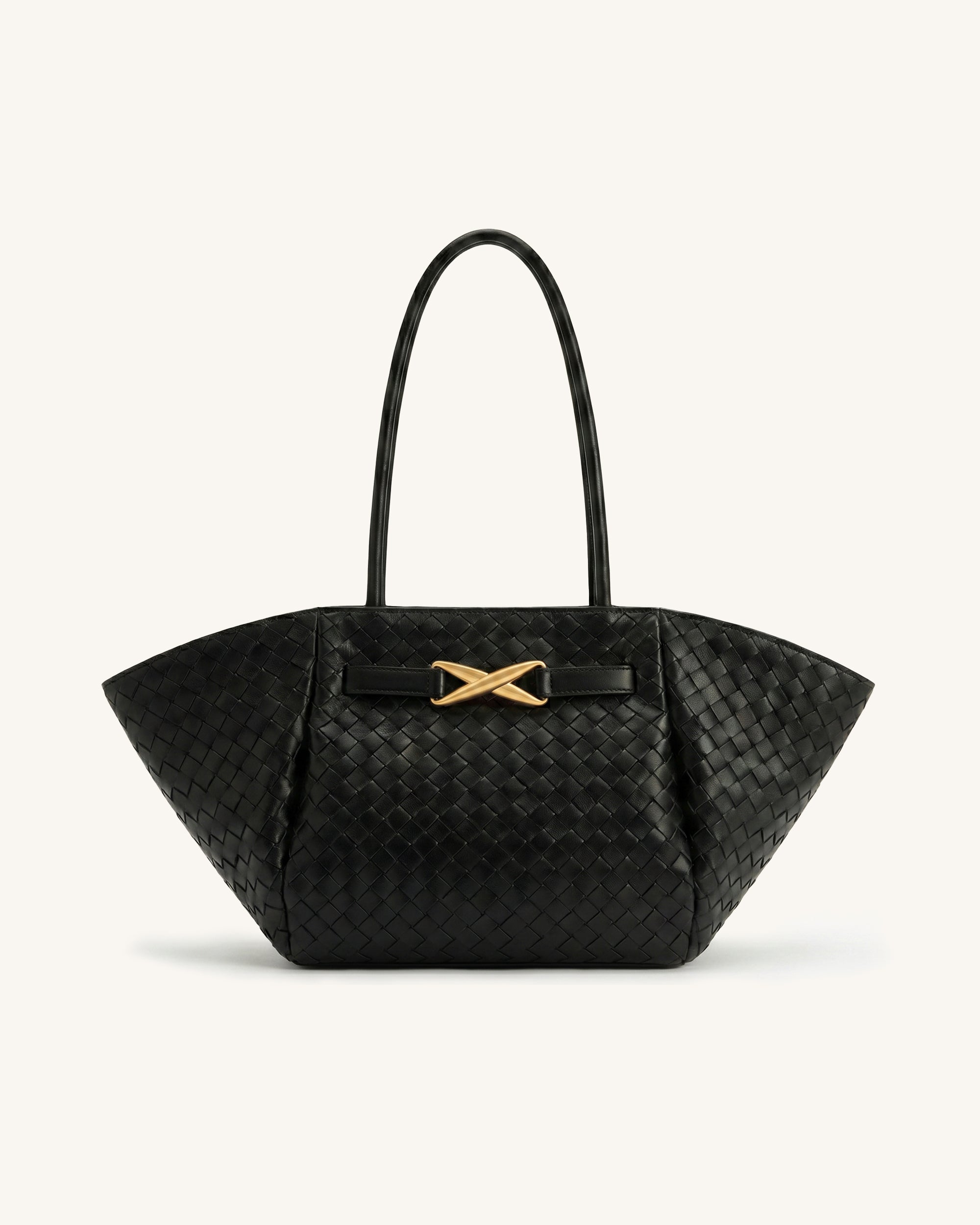 Elora Winged Woven Tote Bag - Black