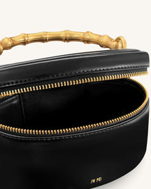 Natalie Metal Geometric Pendant Handle Bag - Black