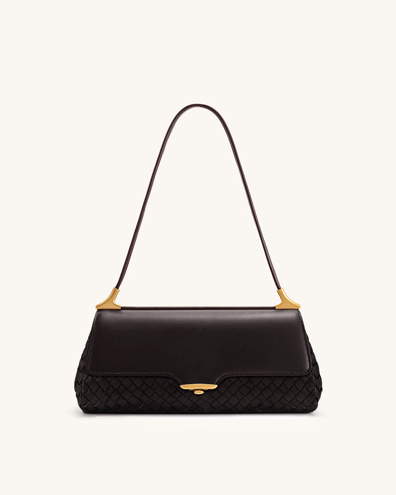 Eloise Woven Shoulder Bag - Dark Brown