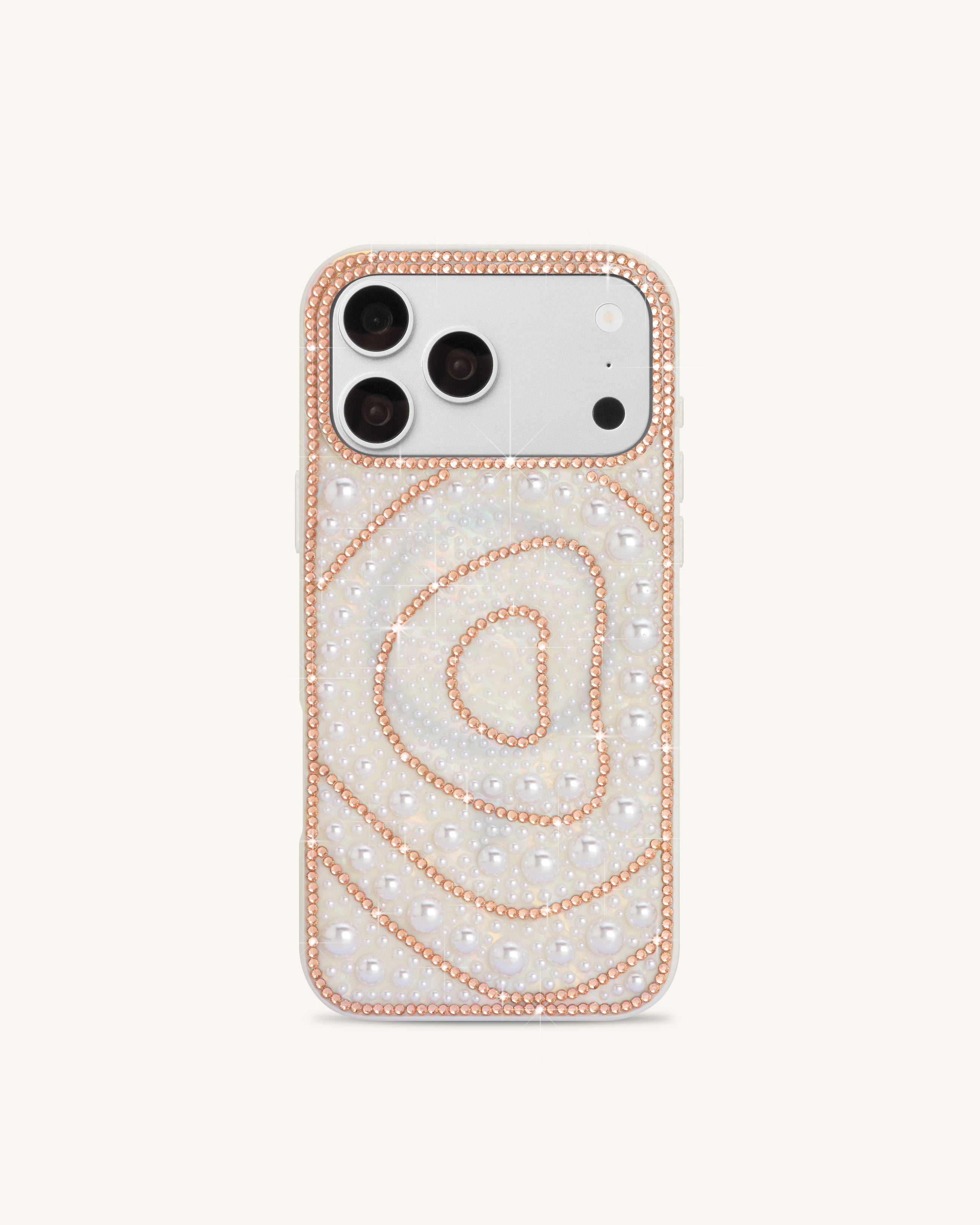Pearl Swirl Artificial Crystal Phone Case – White