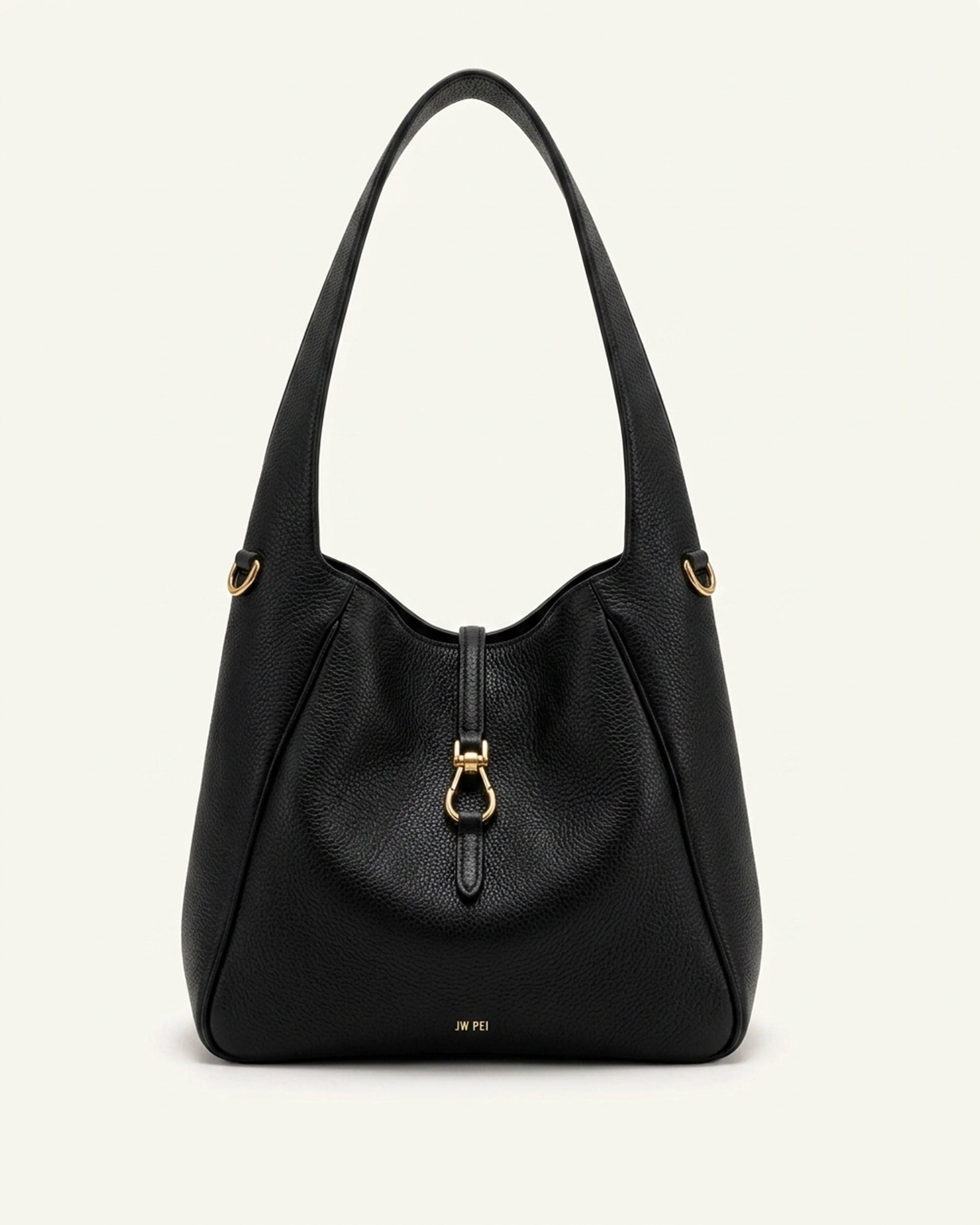 Bruna Pebbled Hobo Bag – Black