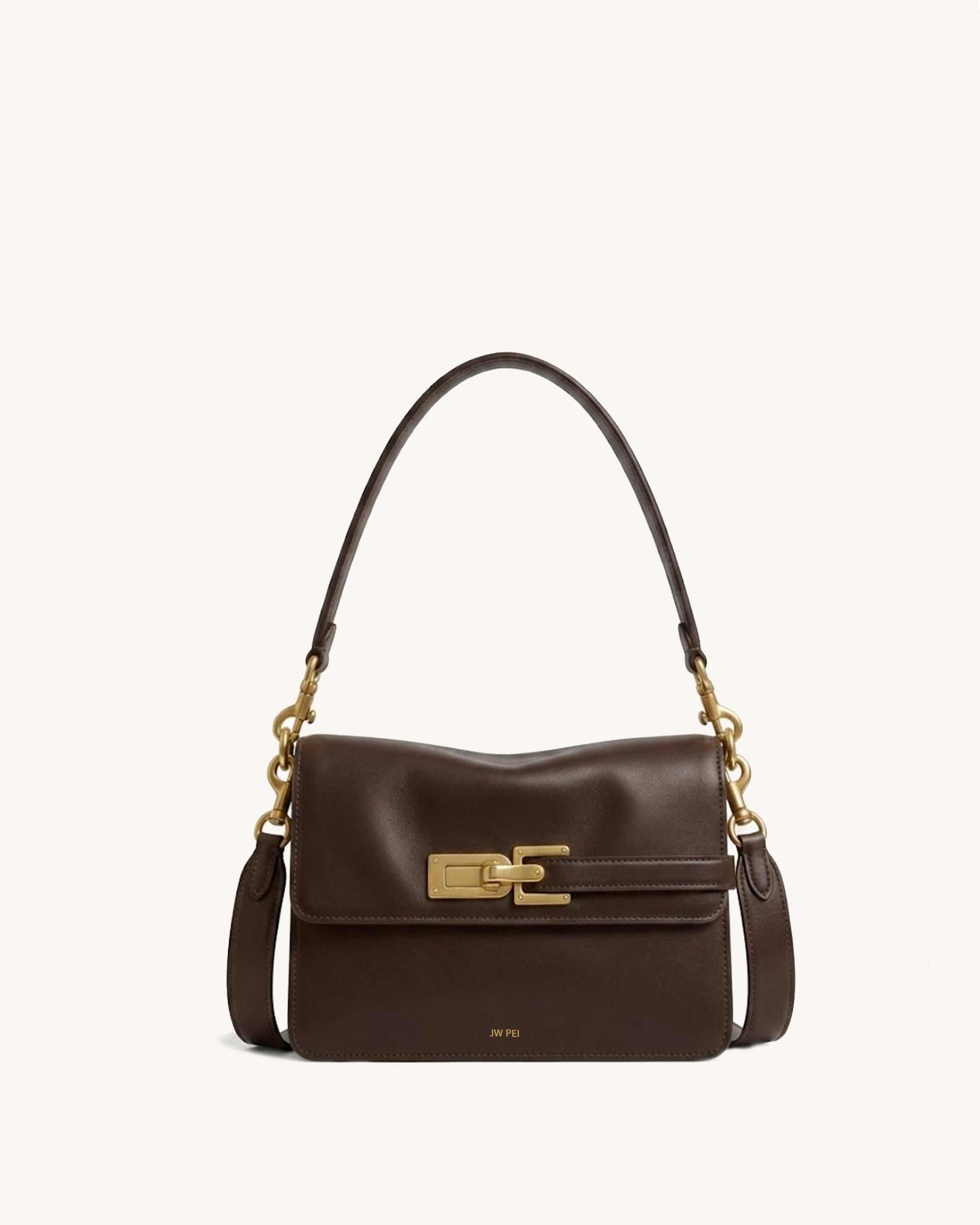Keyla Belt Lock Shoulder Bag - Dark Brown
