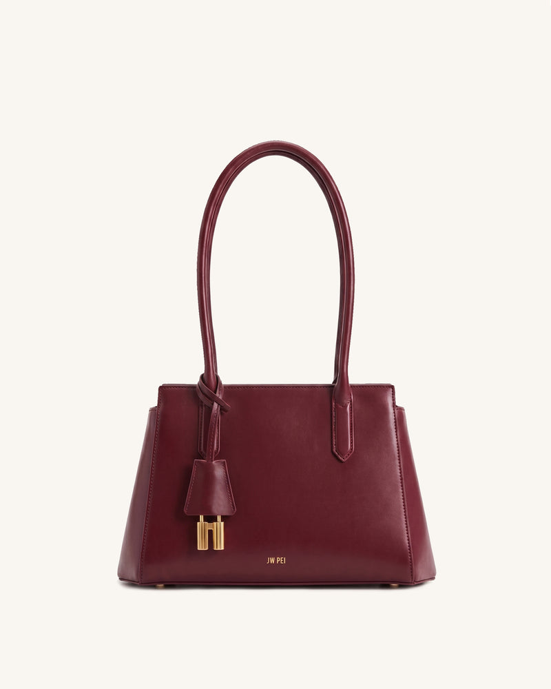 Zora Structured Trapeze Shoulder Bag - Burgundy