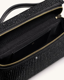 Thea Artificial Crystal Top Handle Bag - Black