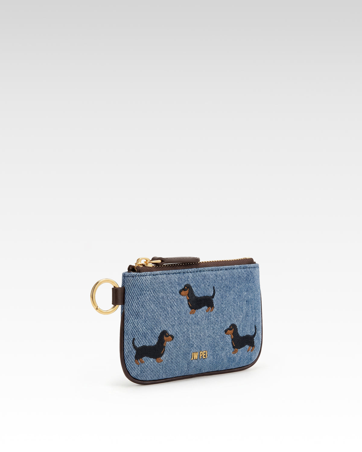 Dachshund Embroidered Denim Coin Purse – Blue