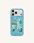 Blue Scooter Artificial Crystal Phone Case - Sky Blue