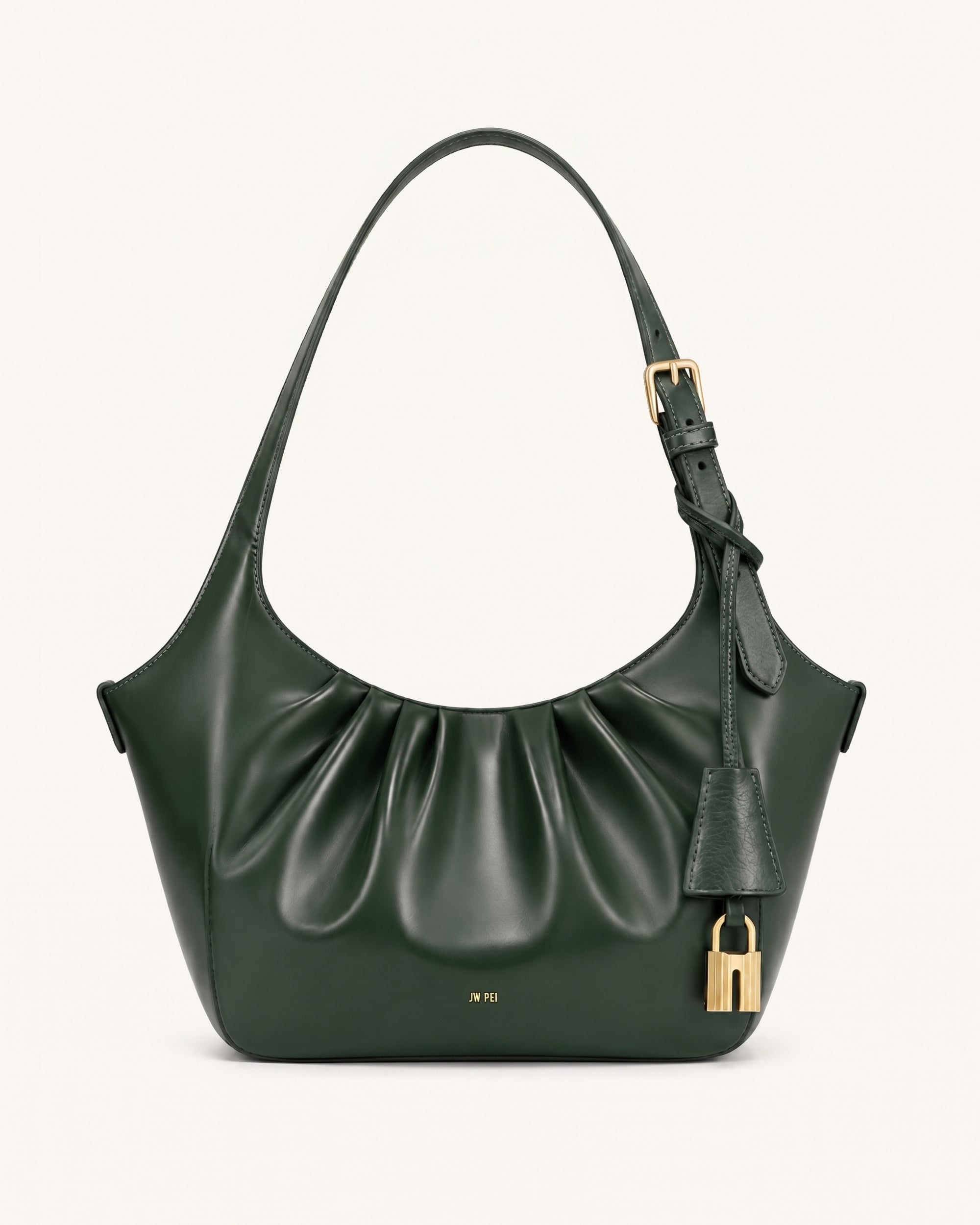 Ines Ruched Shoulder Bag - Forest Green
