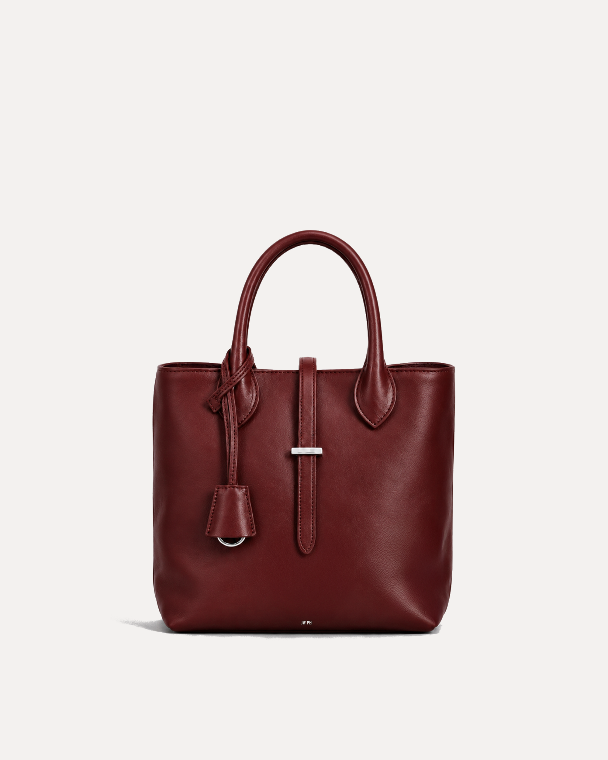 Smooth Vegan Leather Top Handle Bag - Red