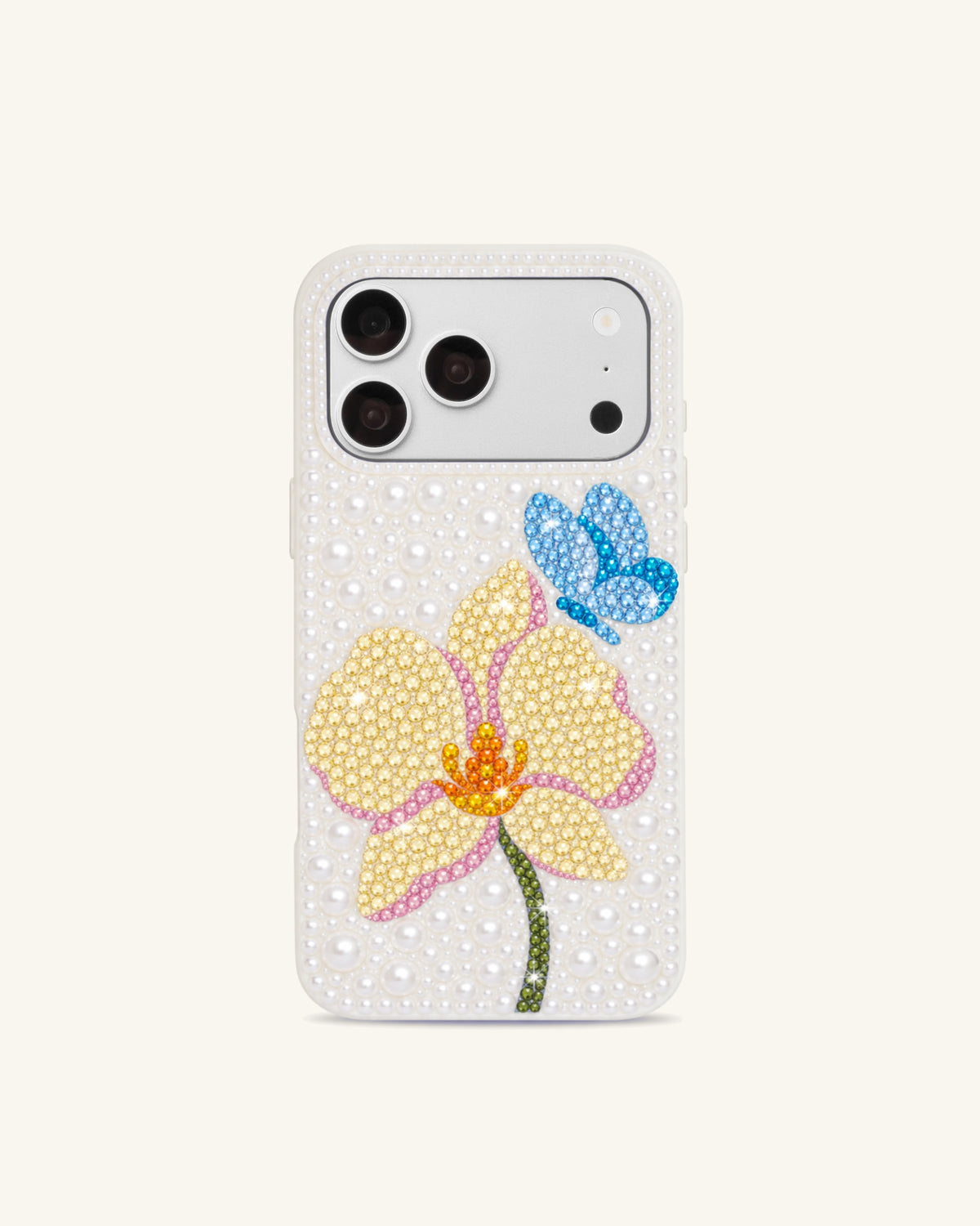 Flower And Butterfly Phone Case – White
